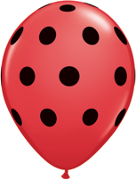 5" Big Polka Dots Red w/Black Dots - Click Image to Close